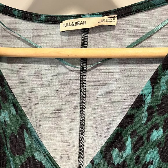 Pull&Bear Gorgeous green leopard like print maxi dress with slit - Picture 5 of 7